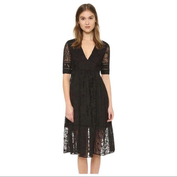 FREE PEOPLE LACE SHORT SLEEVE MIDI DRESS - Picture 4 of 5